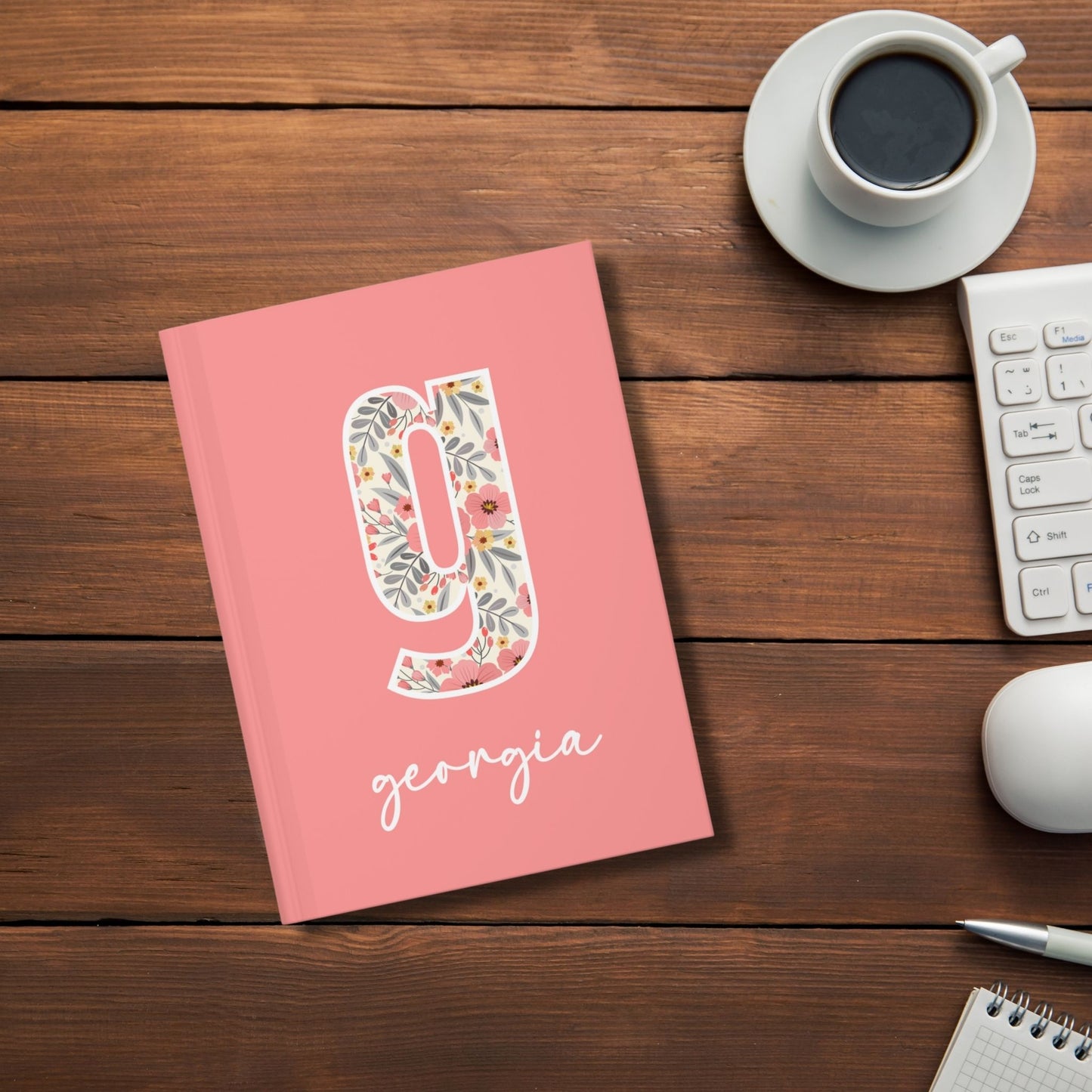Personalized Floral Hardcover Journal - Initial + Name