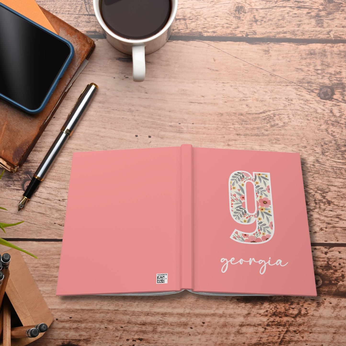 Personalized Floral Hardcover Journal - Initial + Name