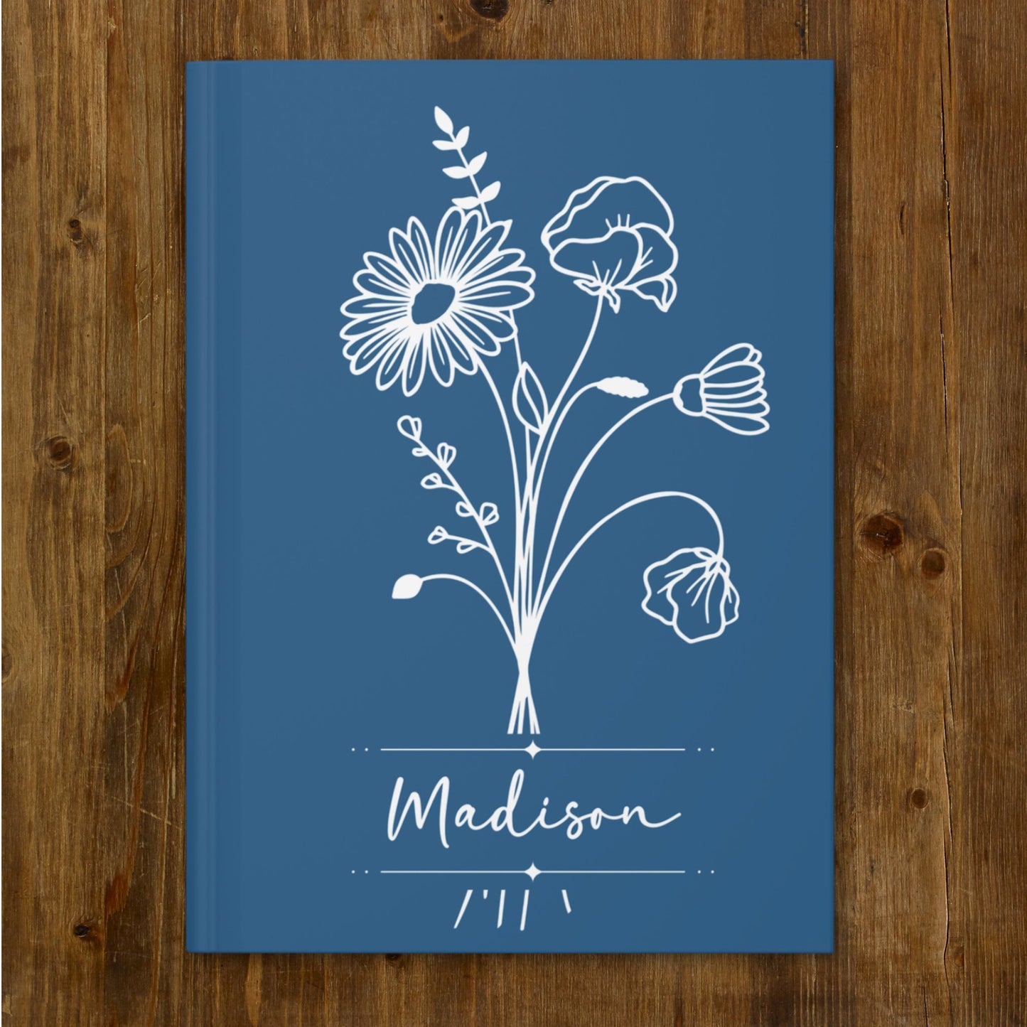 Personalized Birth Month Flower Hardcover Journal