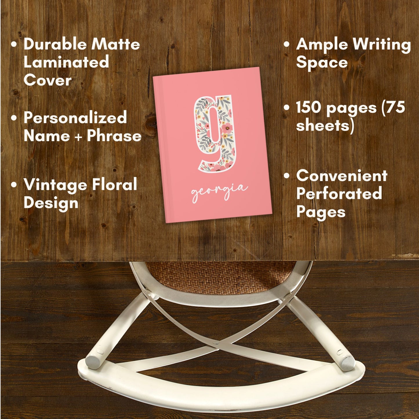 Personalized Floral Hardcover Journal - Initial + Name