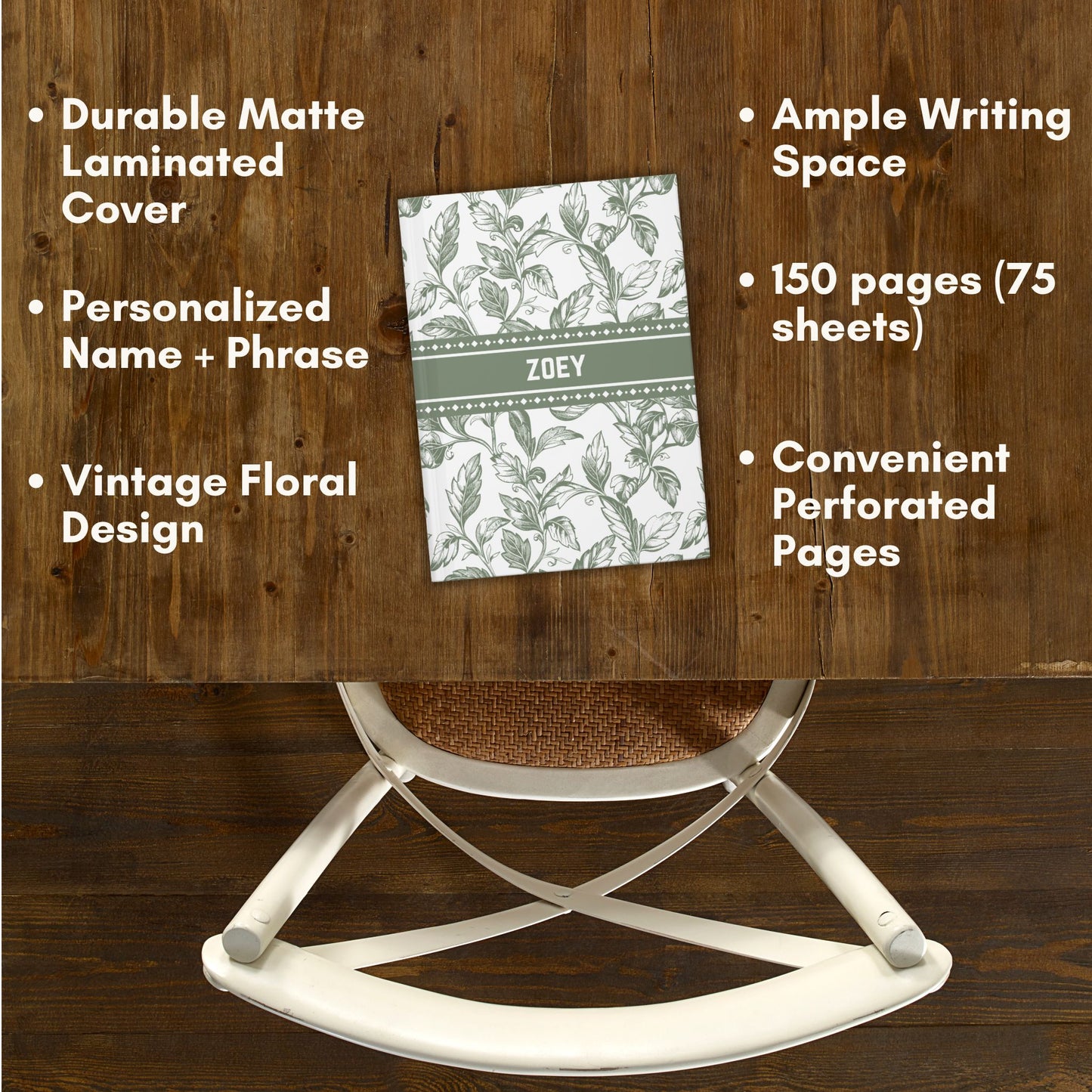 Custom Vintage Floral Journal - Elegant Matte Hardcover