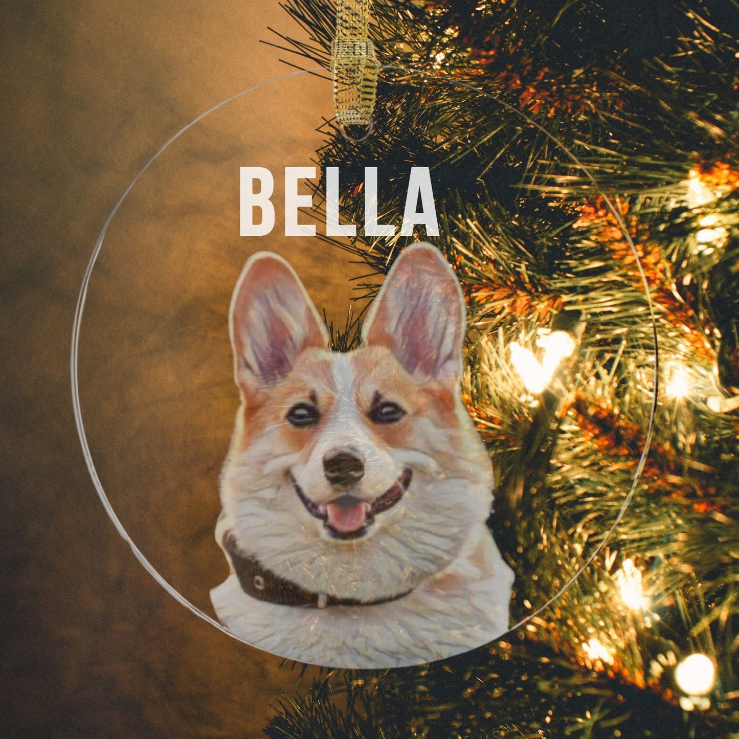 Personalized Watercolor Dog Acrylic Christmas Ornament: Customized Pet Keepsake
