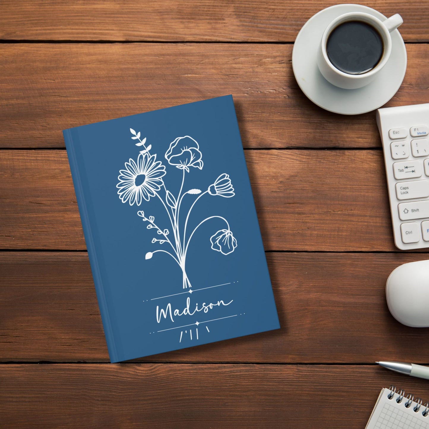 Personalized Birth Month Flower Hardcover Journal