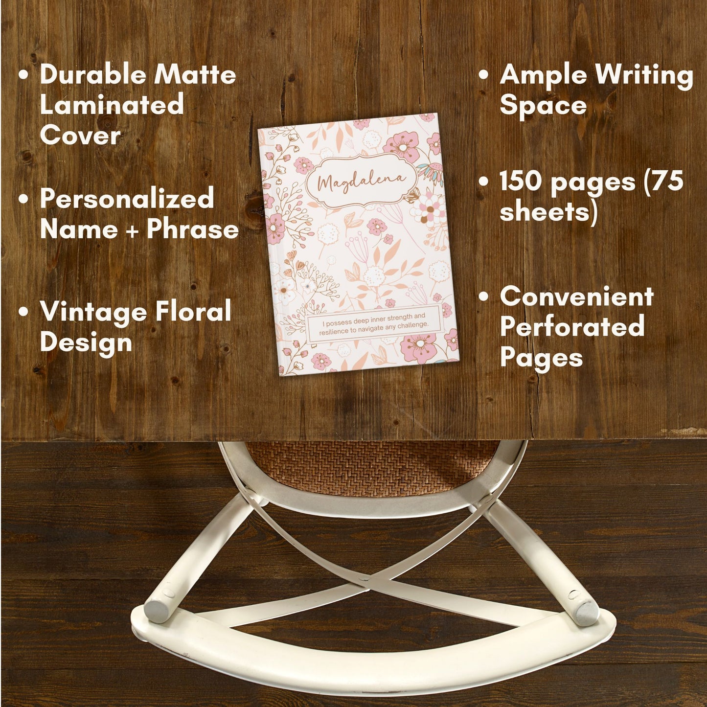 Personalized Vintage Floral Hardcover Journal: Cultivate Gratitude, Self-Care & Inner Growth - Inspirational Writing Notebook