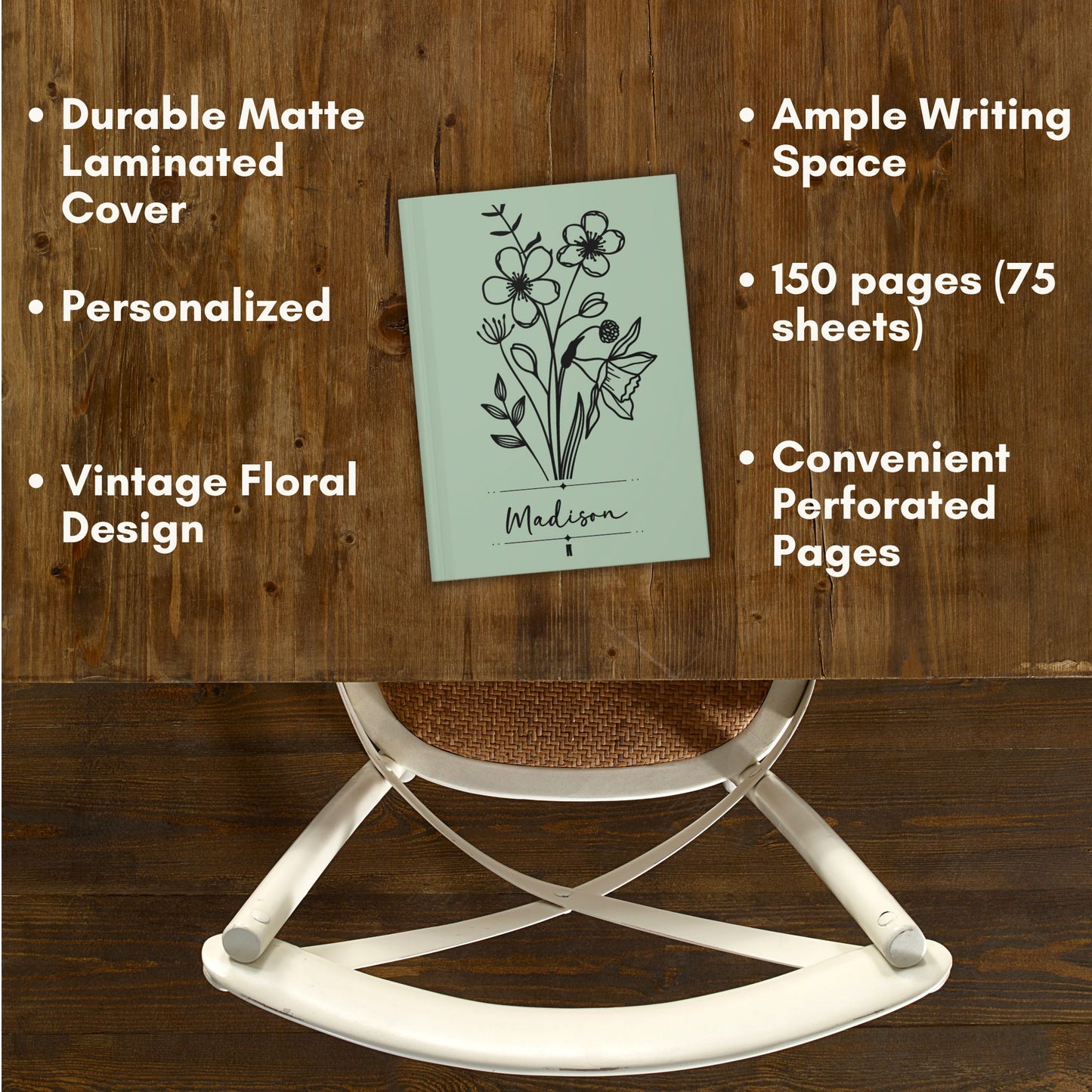 Personalized Birth Month Flower Hardcover Journal
