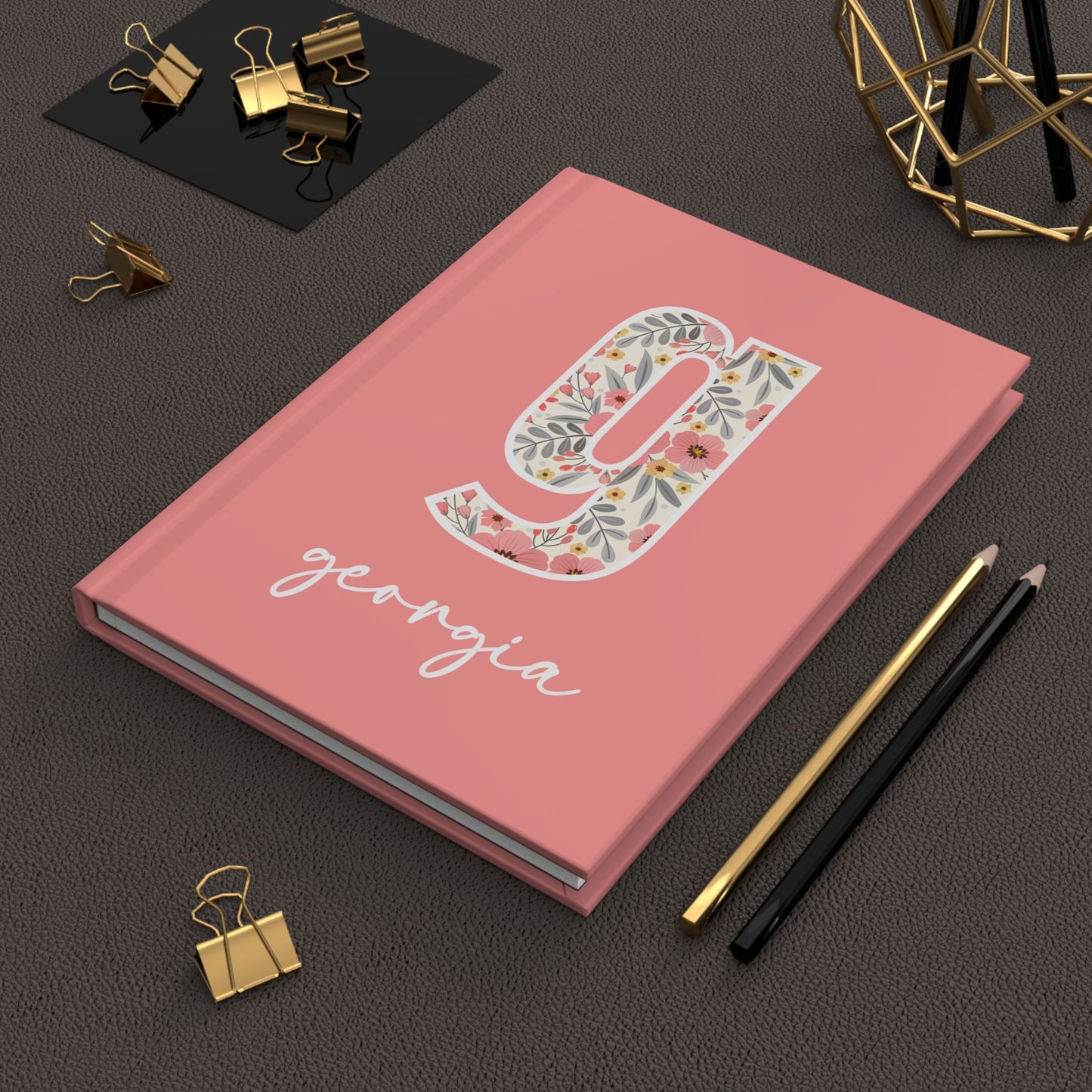 Personalized Floral Hardcover Journal - Initial + Name