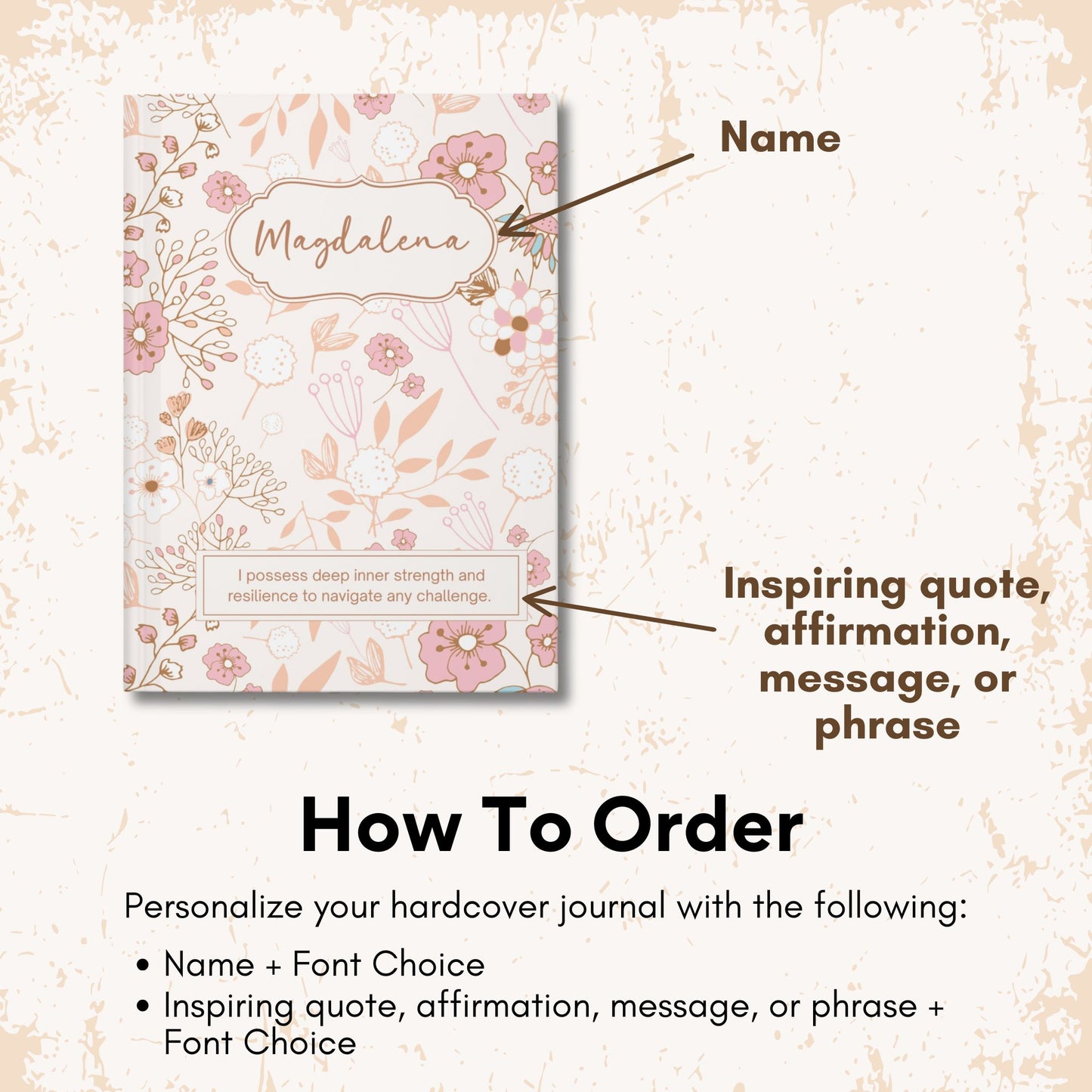 Personalized Vintage Floral Hardcover Journal: Cultivate Gratitude, Self-Care & Inner Growth - Inspirational Writing Notebook