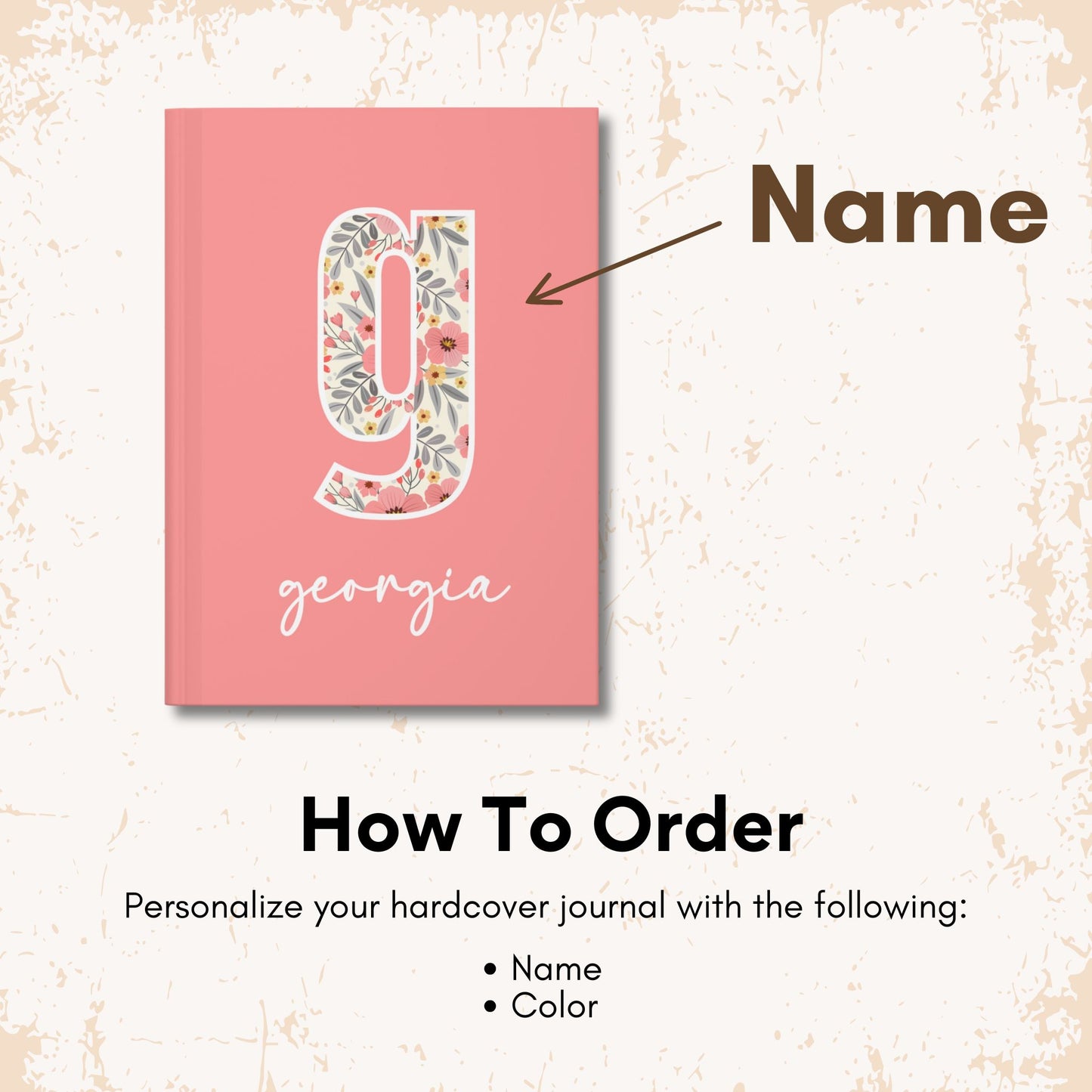 Personalized Floral Hardcover Journal - Initial + Name
