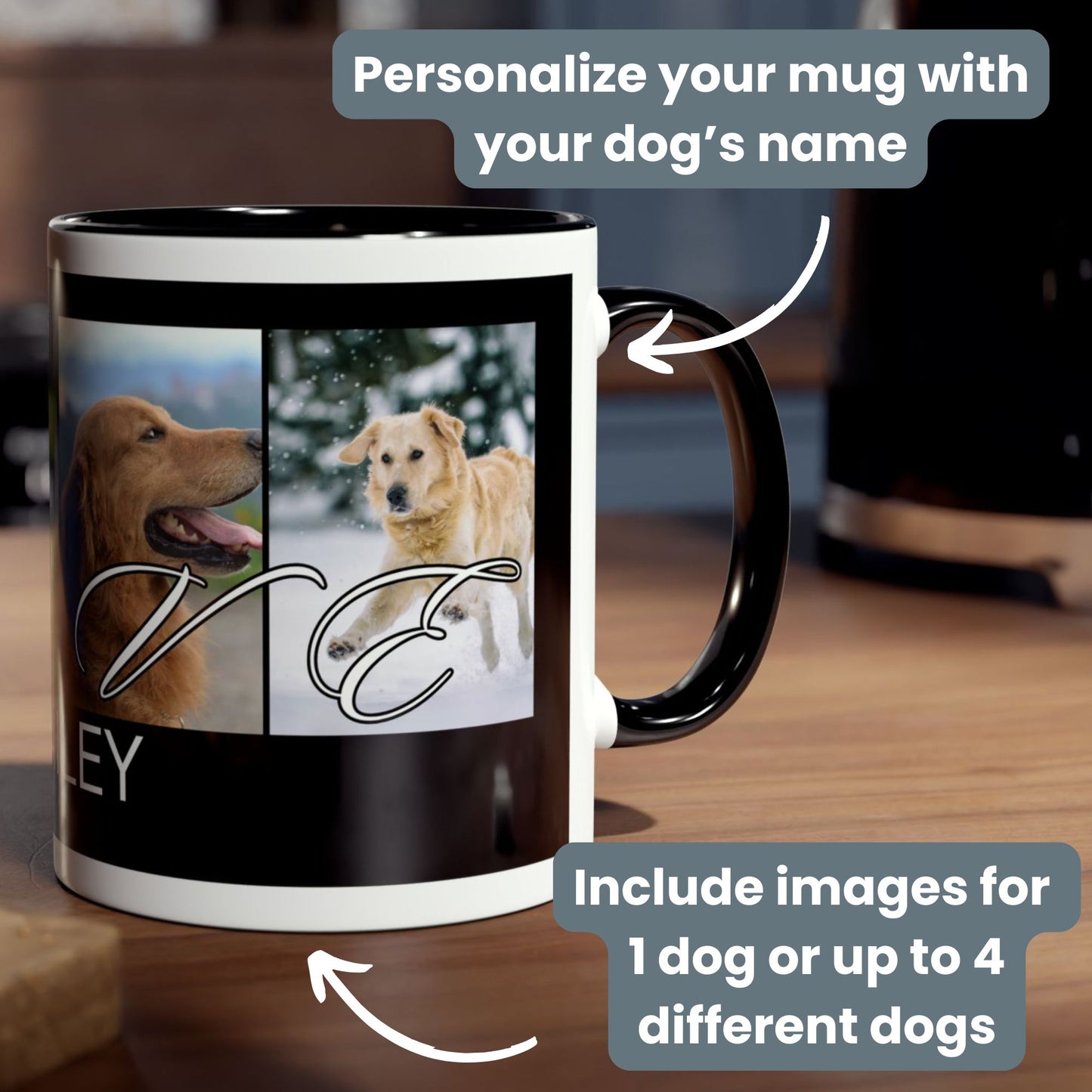 Customized Dog Photo Collage Mug - LOVE - 4 Photos
