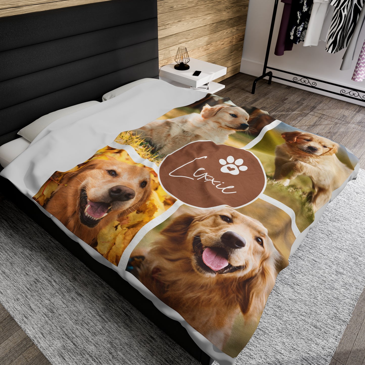 Custom Dog Photo Collage Velveteen Plush Blanket - 4 Photos