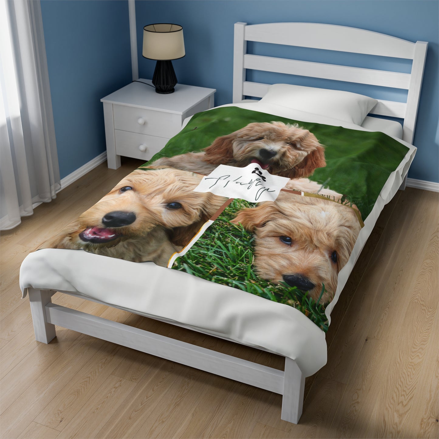 Custom Dog Photo Collage Velveteen Plush Blanket - 5 Photos