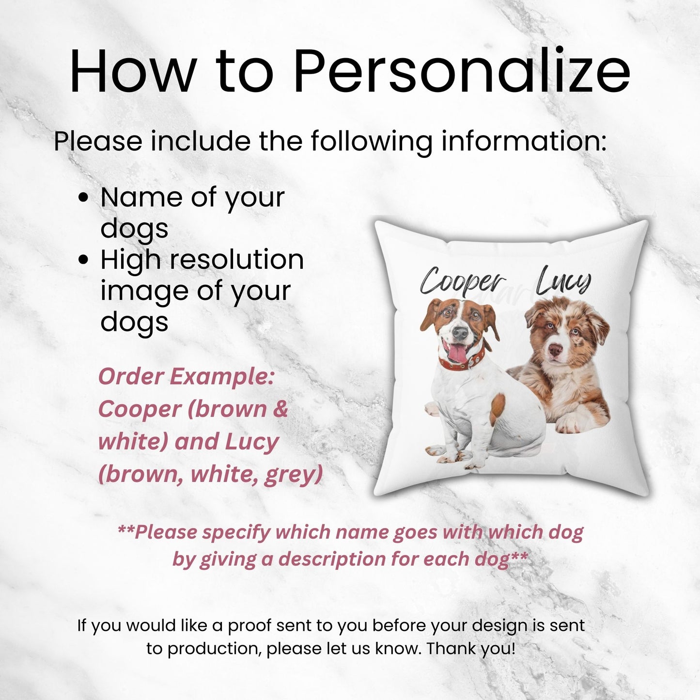 Personalized Two Dogs Photo Pillow: Watercolor Dogs