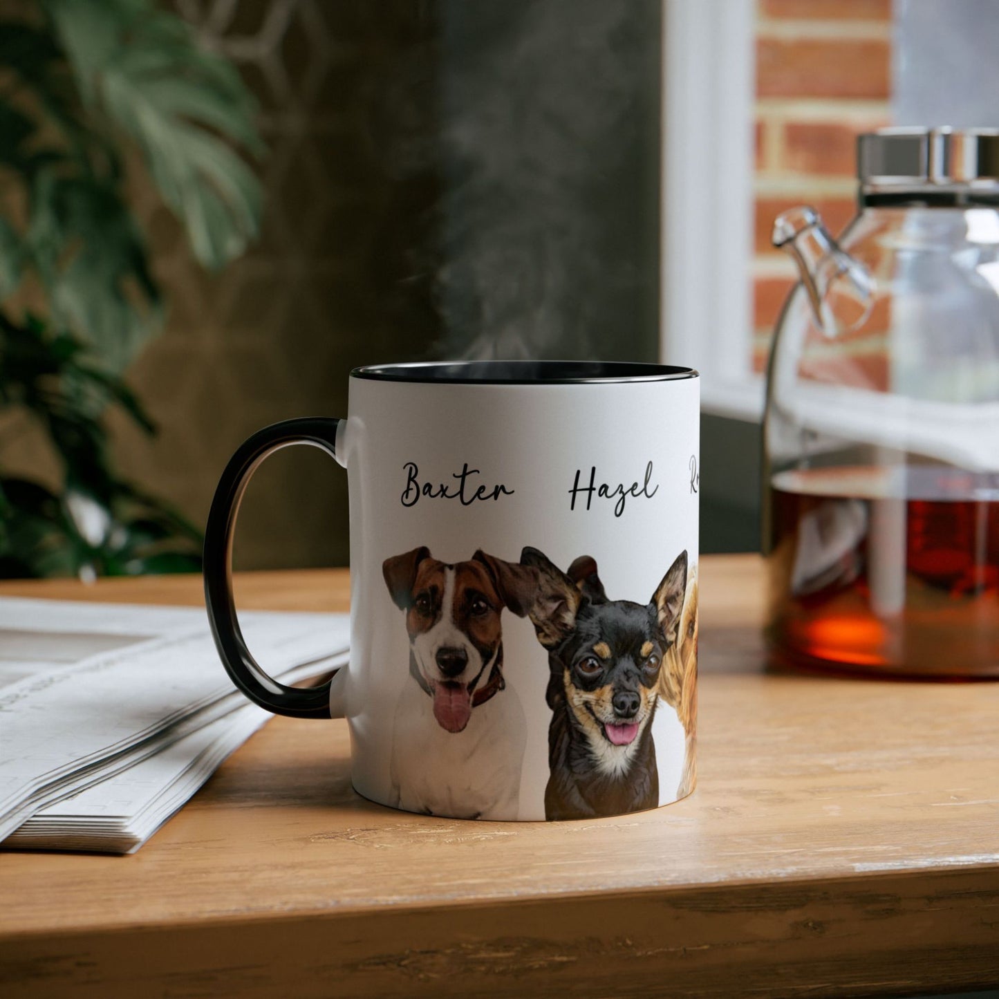 Personalized Watercolor Dog Images Mug - Up to 5 Dogs