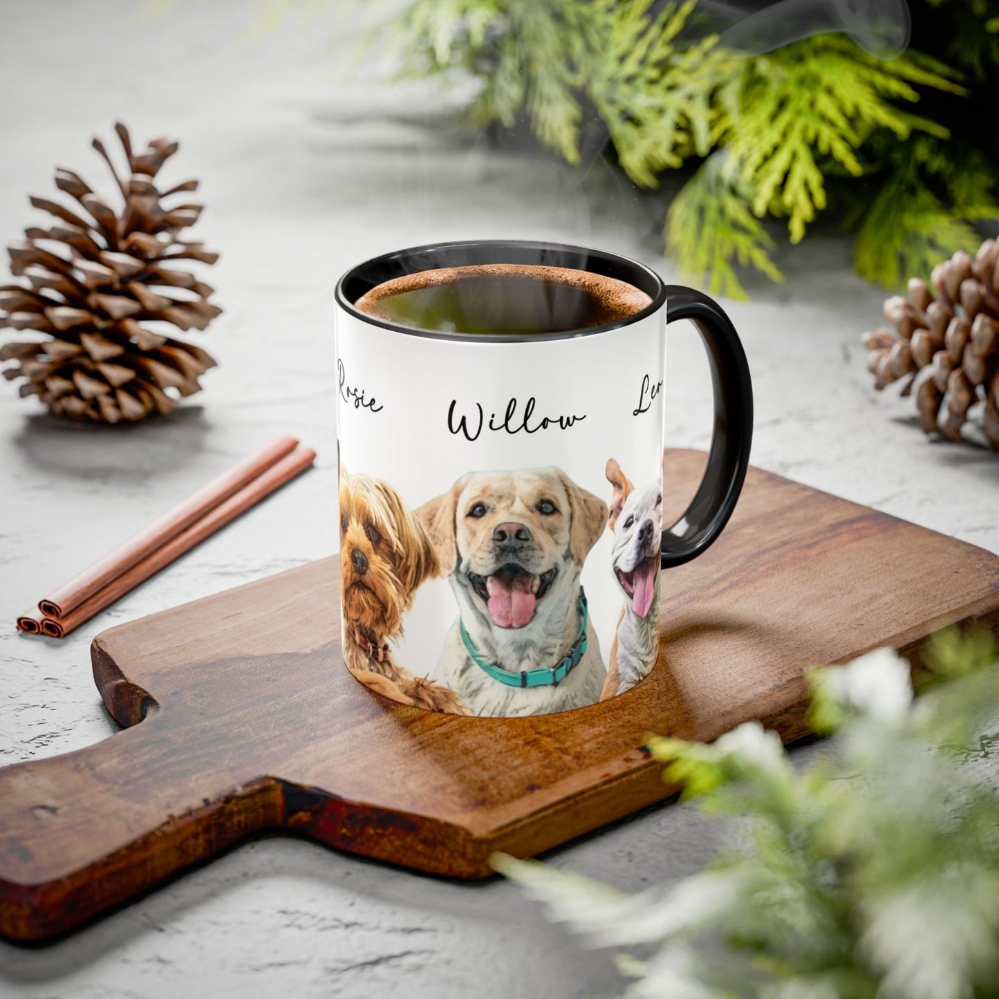 Personalized Watercolor Dog Images Mug - Up to 5 Dogs