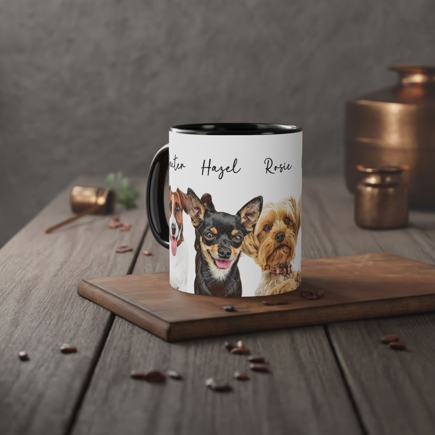 Personalized Watercolor Dog Images Mug - Up to 5 Dogs