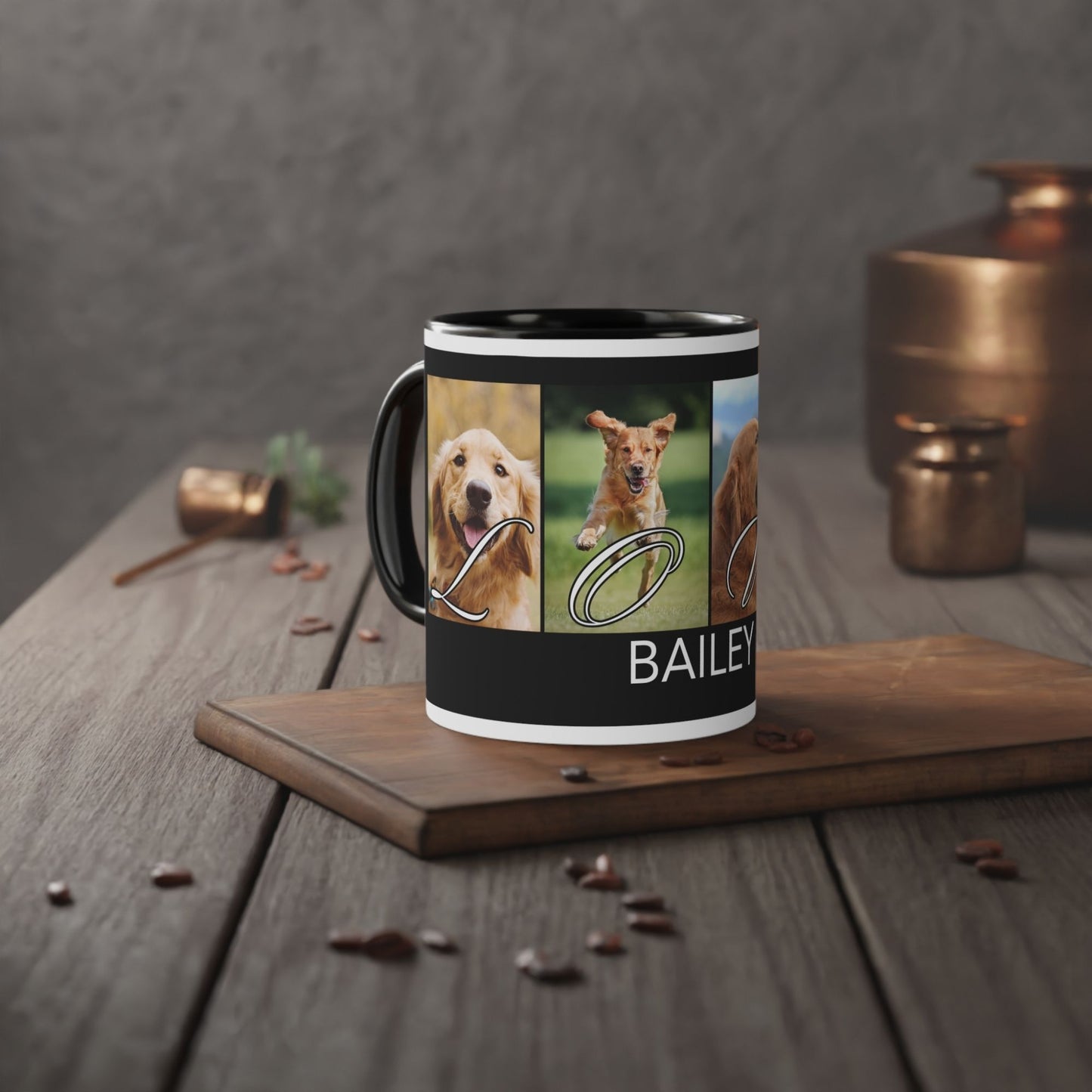 Customized Dog Photo Collage Mug - LOVE - 4 Photos