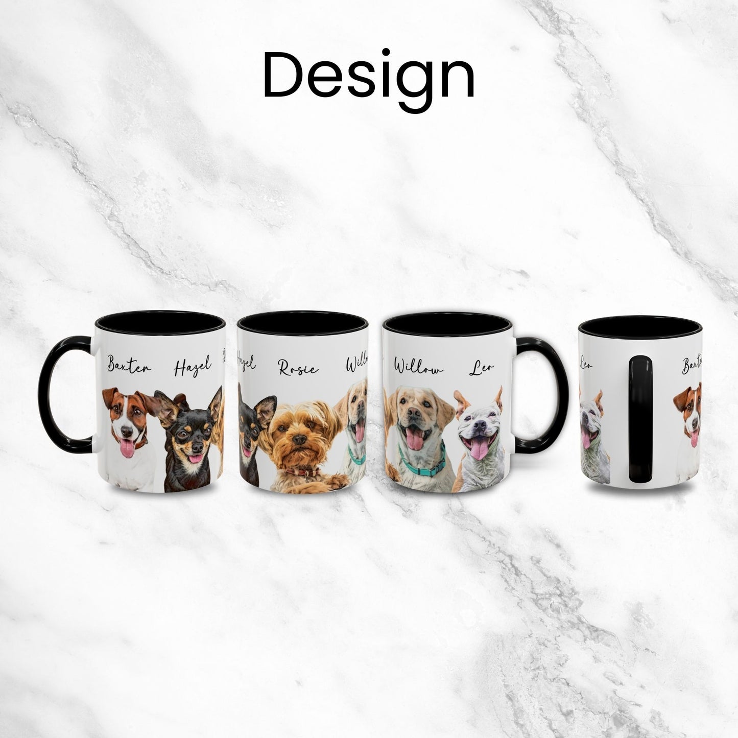 Personalized Watercolor Dog Images Mug - Up to 5 Dogs