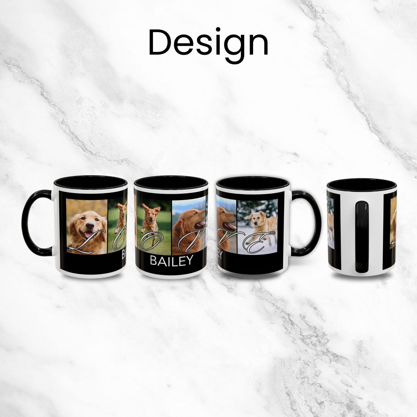 Customized Dog Photo Collage Mug - LOVE - 4 Photos