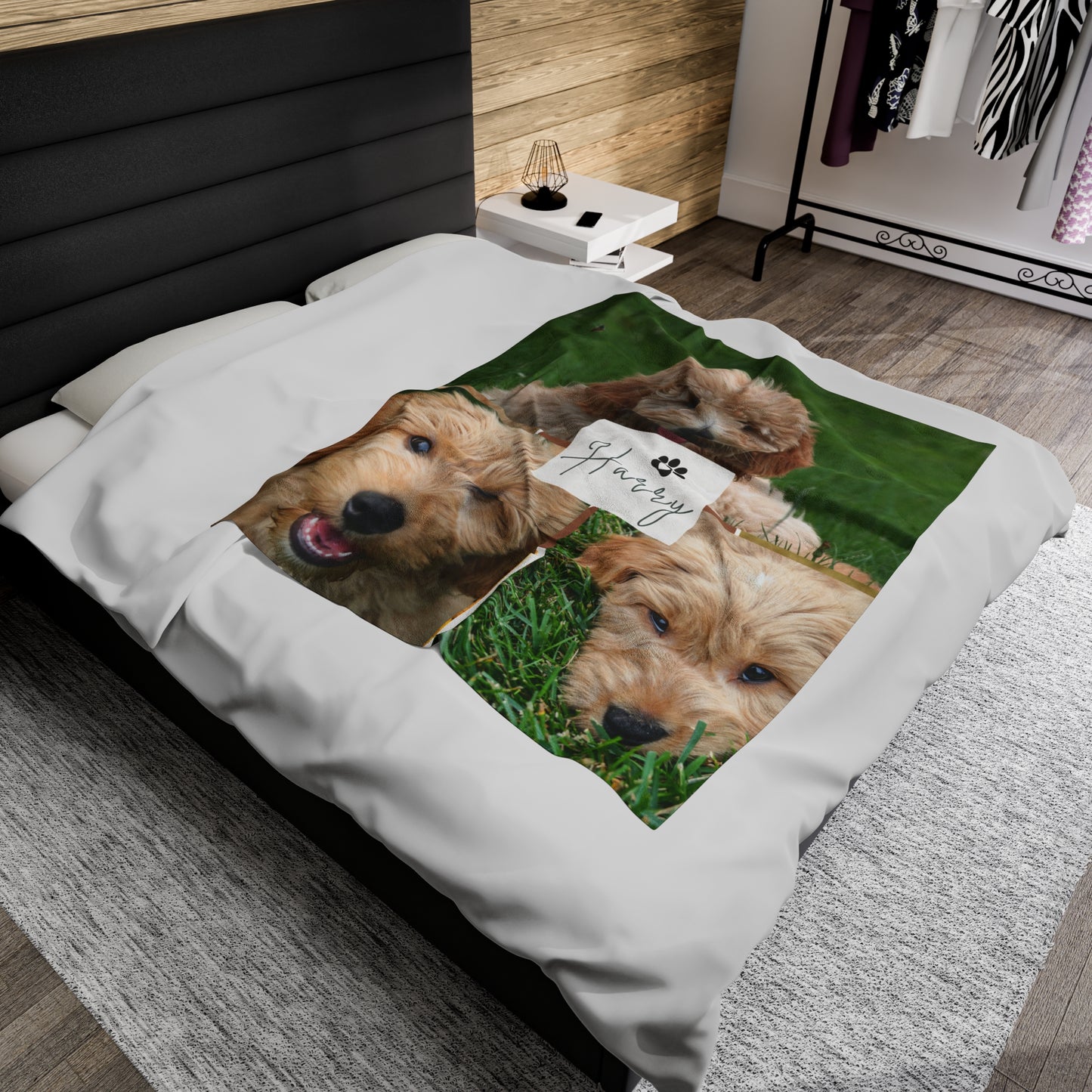 Custom Dog Photo Collage Velveteen Plush Blanket - 5 Photos