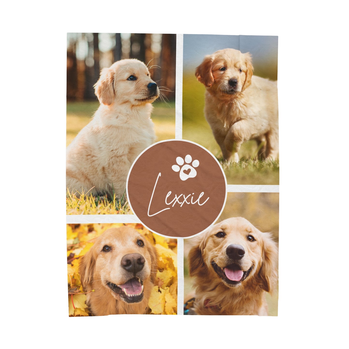 Custom Dog Photo Collage Velveteen Plush Blanket - 4 Photos