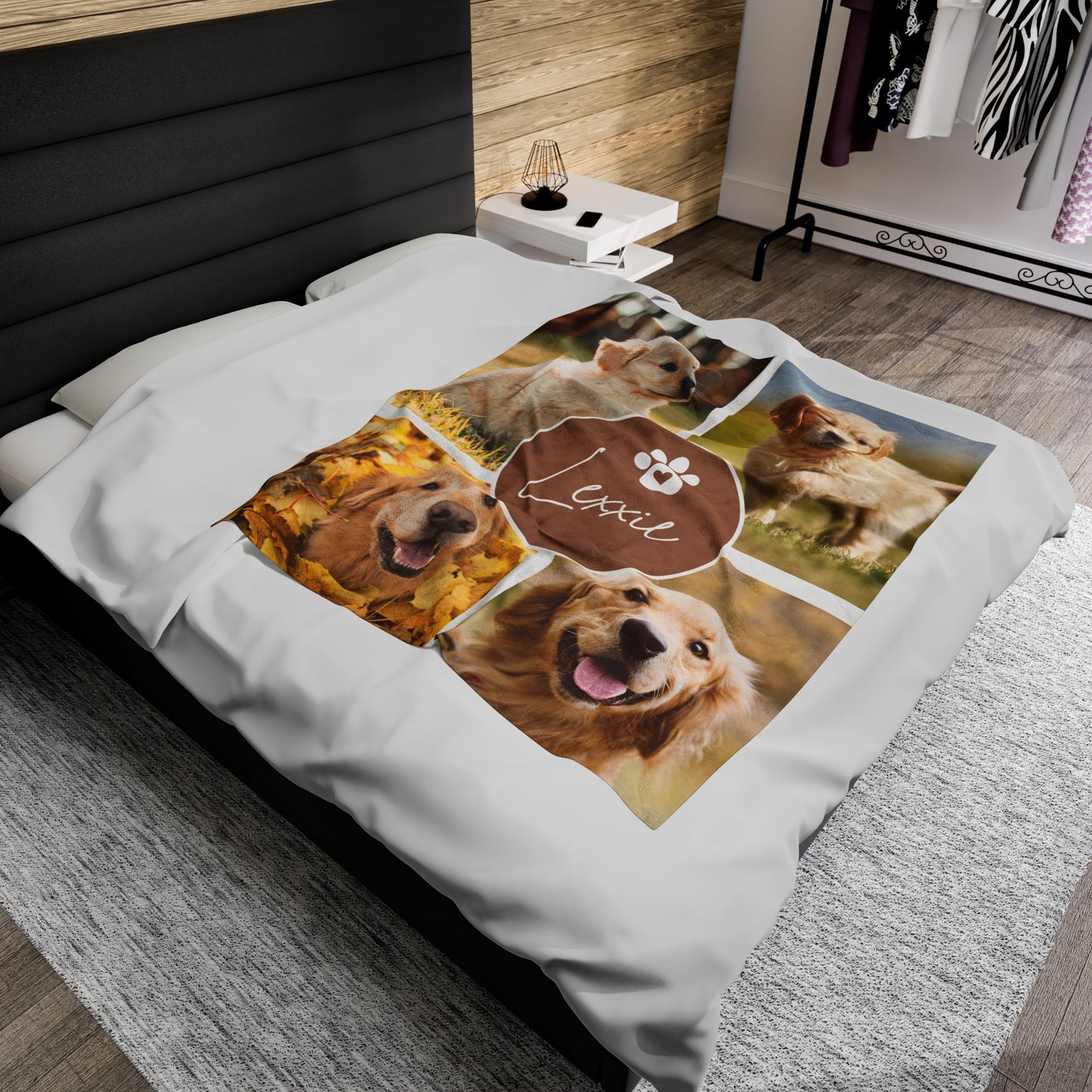 Custom Dog Photo Collage Velveteen Plush Blanket - 4 Photos