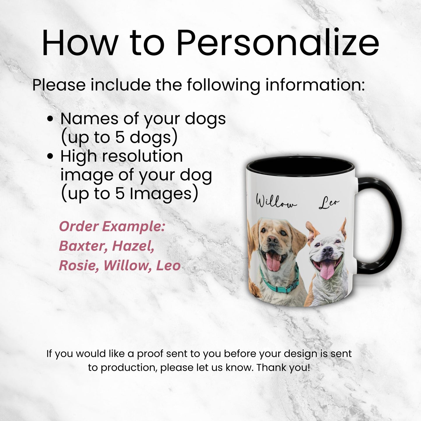 Personalized Watercolor Dog Images Mug - Up to 5 Dogs