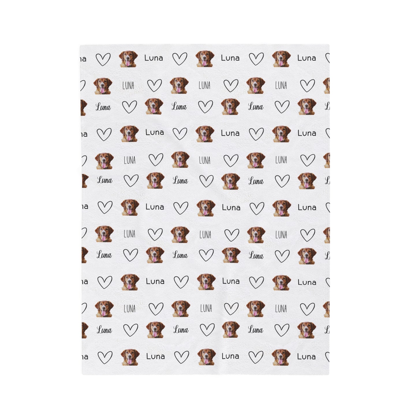 Custom Dog Face Velveteen Plush Blanket - Repeating Pattern