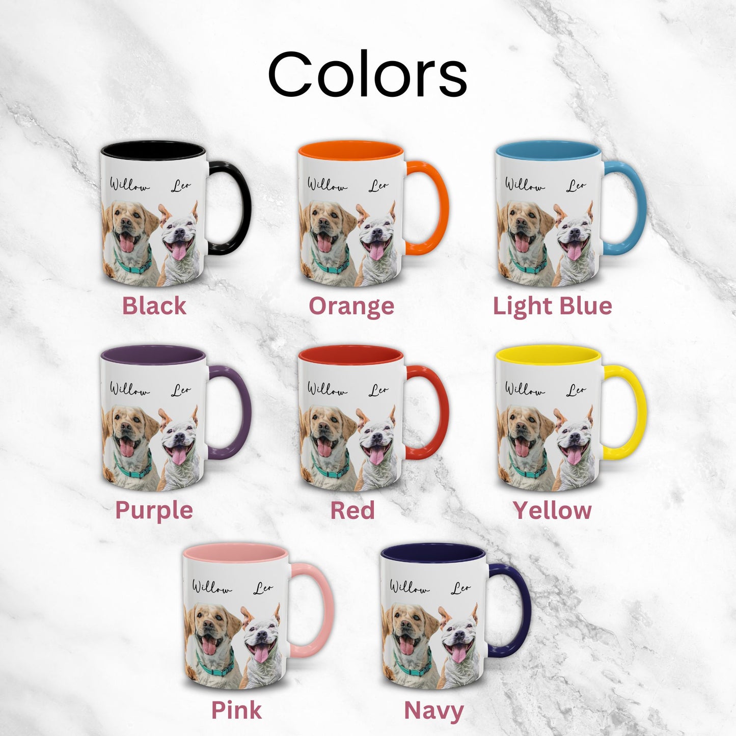 Personalized Watercolor Dog Images Mug - Up to 5 Dogs