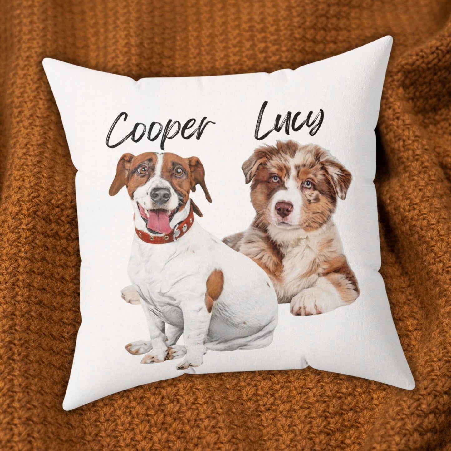 Personalized Two Dogs Photo Pillow: Watercolor Dogs