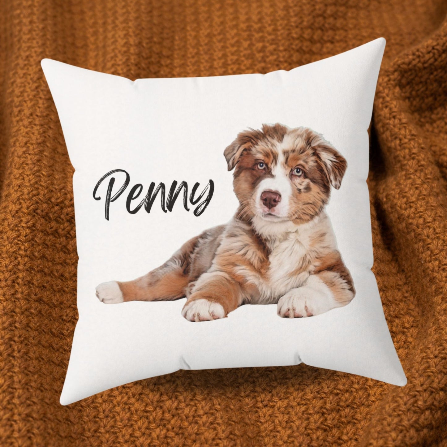 Personalized Dog Photo Pillow: Watercolor Dog (Sitting On Its Side)