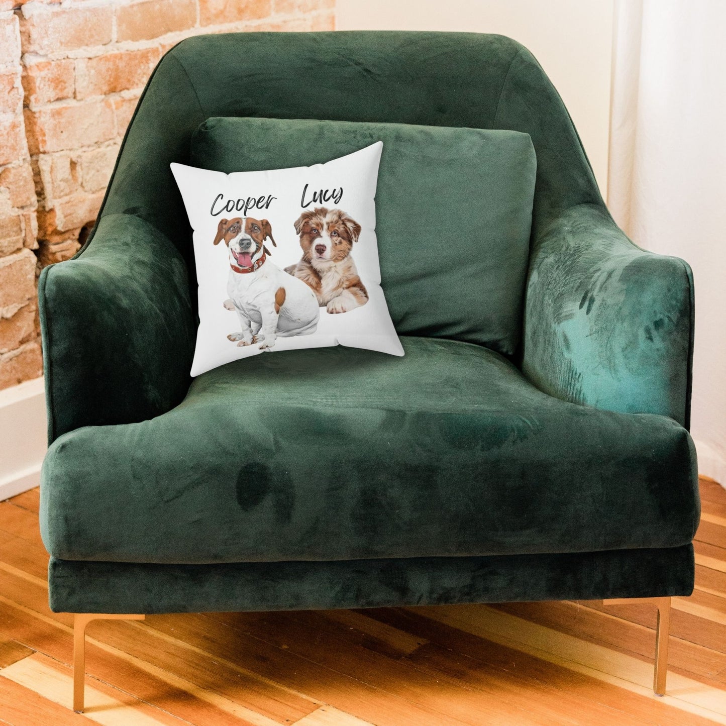 Personalized Two Dogs Photo Pillow: Watercolor Dogs