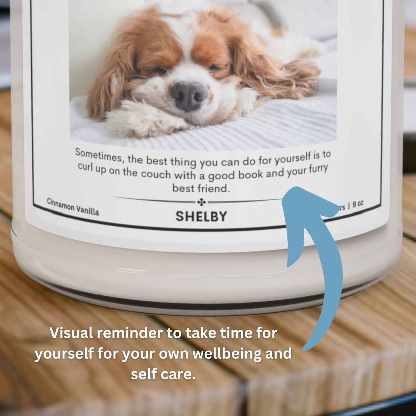 Personalized Scented Soy Candle: Cozy Dog Themed Self-Care Candle - Hygge and Well Being