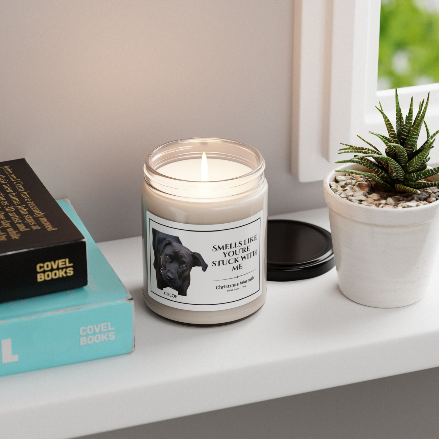 Personalized Scented Soy Candle: Dog Themed Self-Care Candle - 'Smells Like You're Stuck With Me'