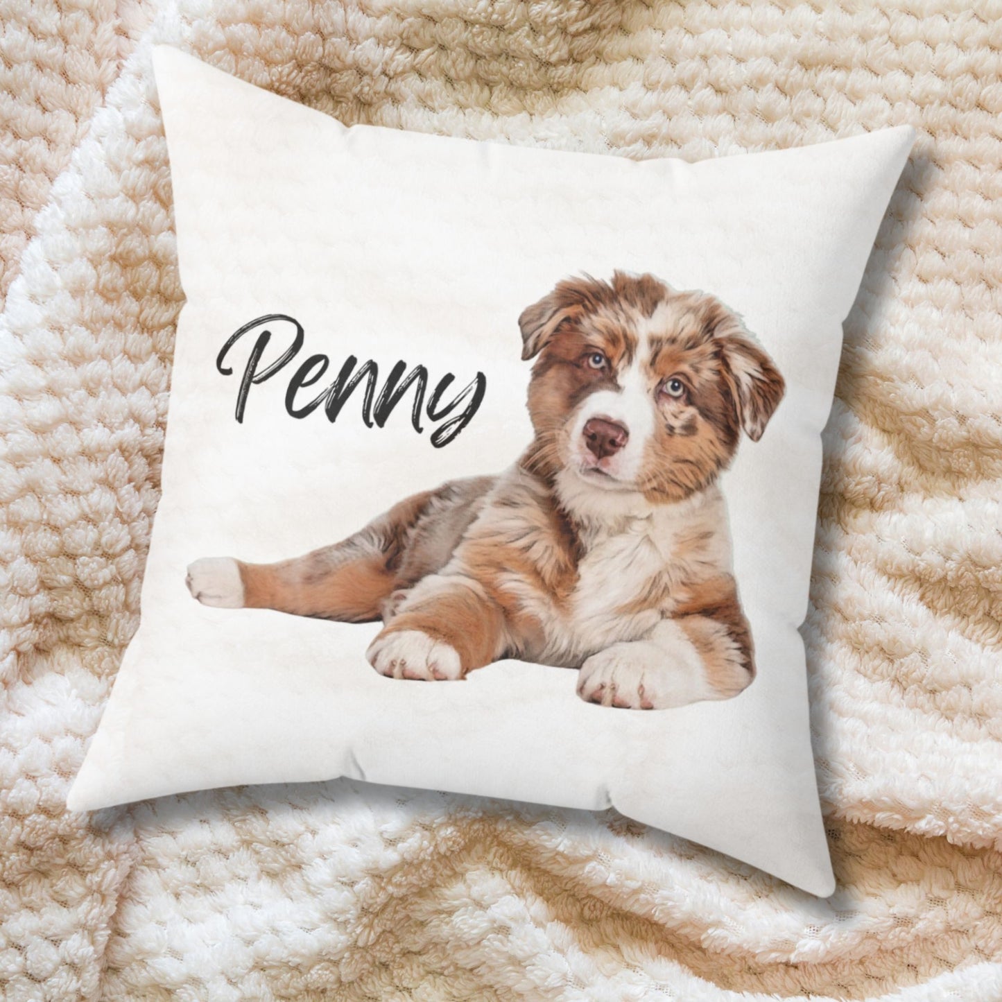 Personalized Dog Photo Pillow: Watercolor Dog (Sitting On Its Side)