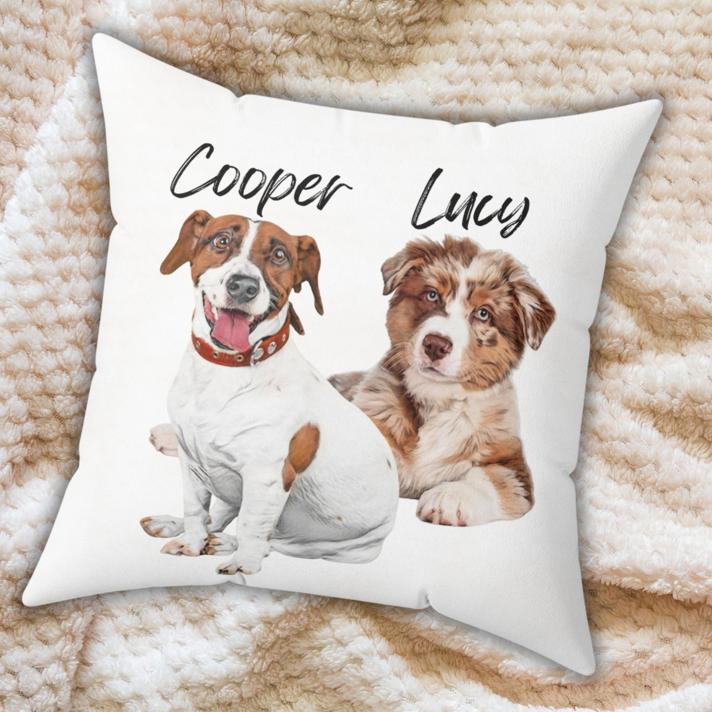 Personalized Two Dogs Photo Pillow: Watercolor Dogs