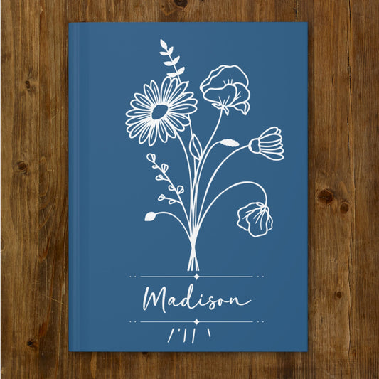 Personalized Birth Month Flower Hardcover Journal