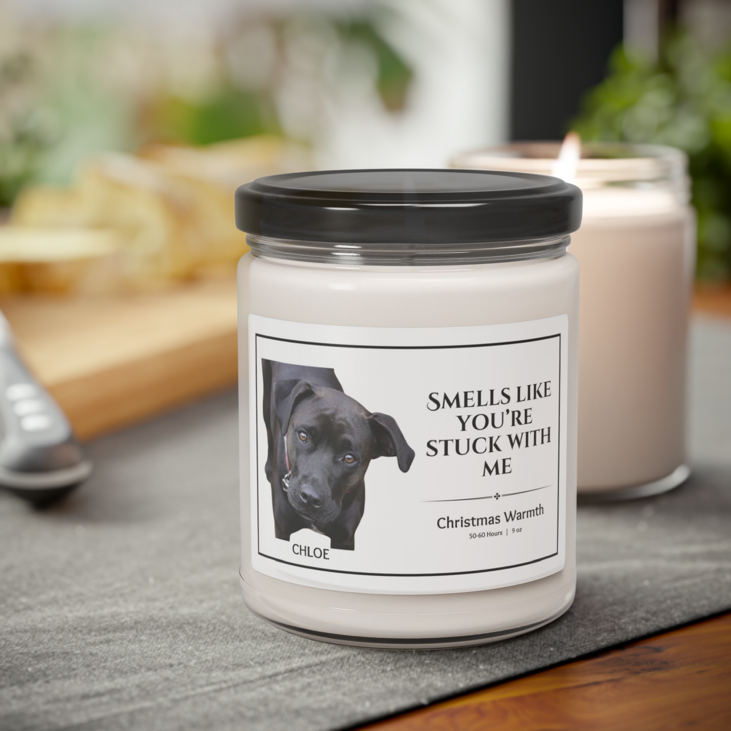 Personalized Scented Soy Candle: Dog Themed Self-Care Candle - 'Smells Like You're Stuck With Me'