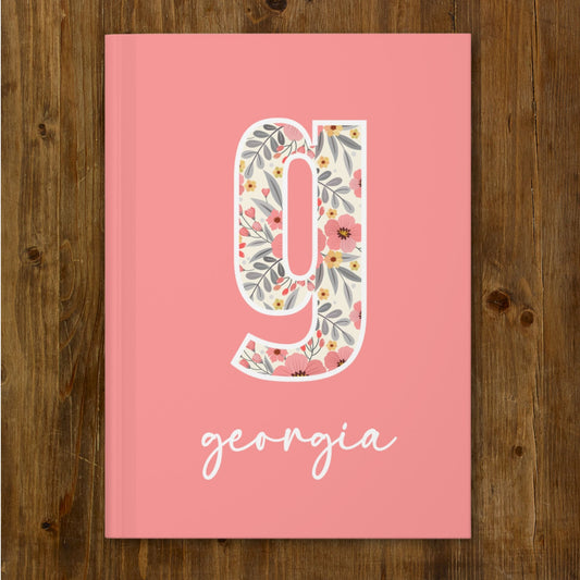 Personalized Floral Hardcover Journal - Initial + Name
