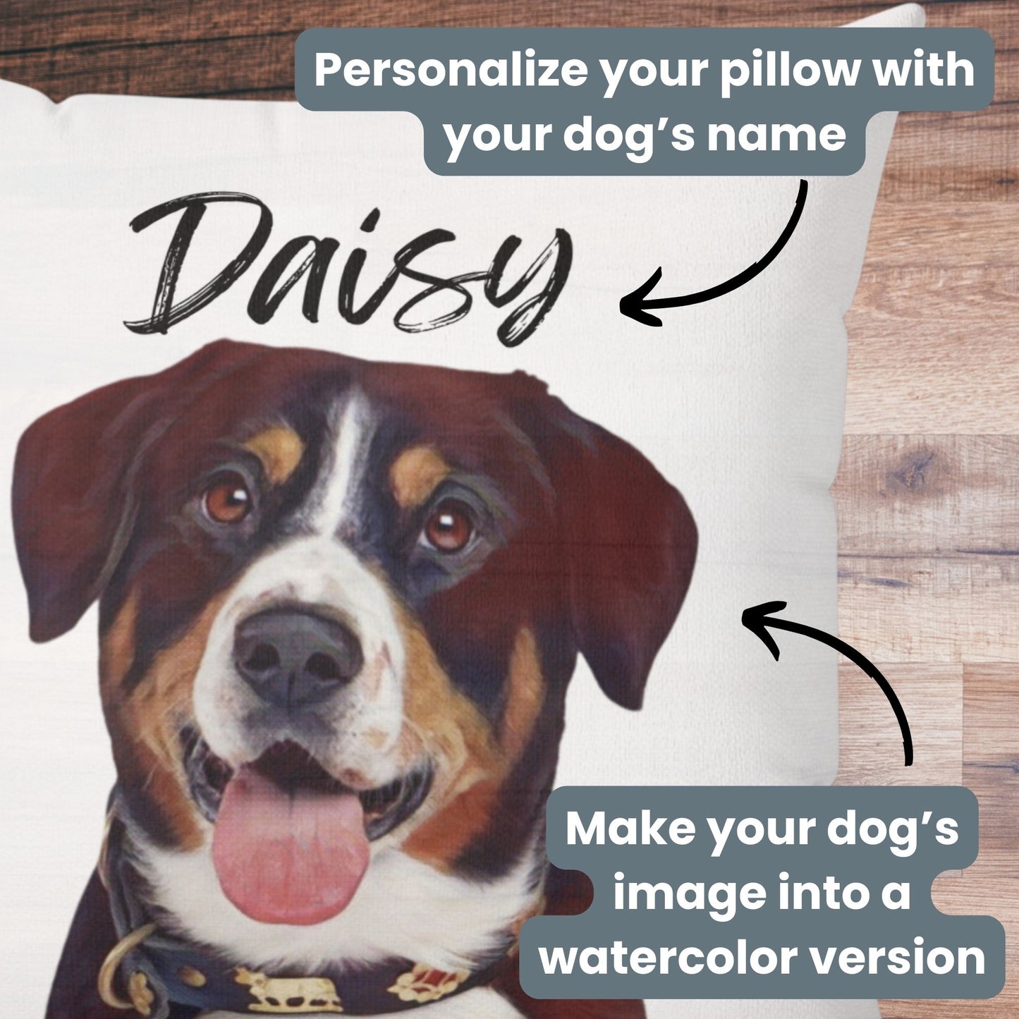 Customized Dog Portrait Pillow: Watercolor Dog