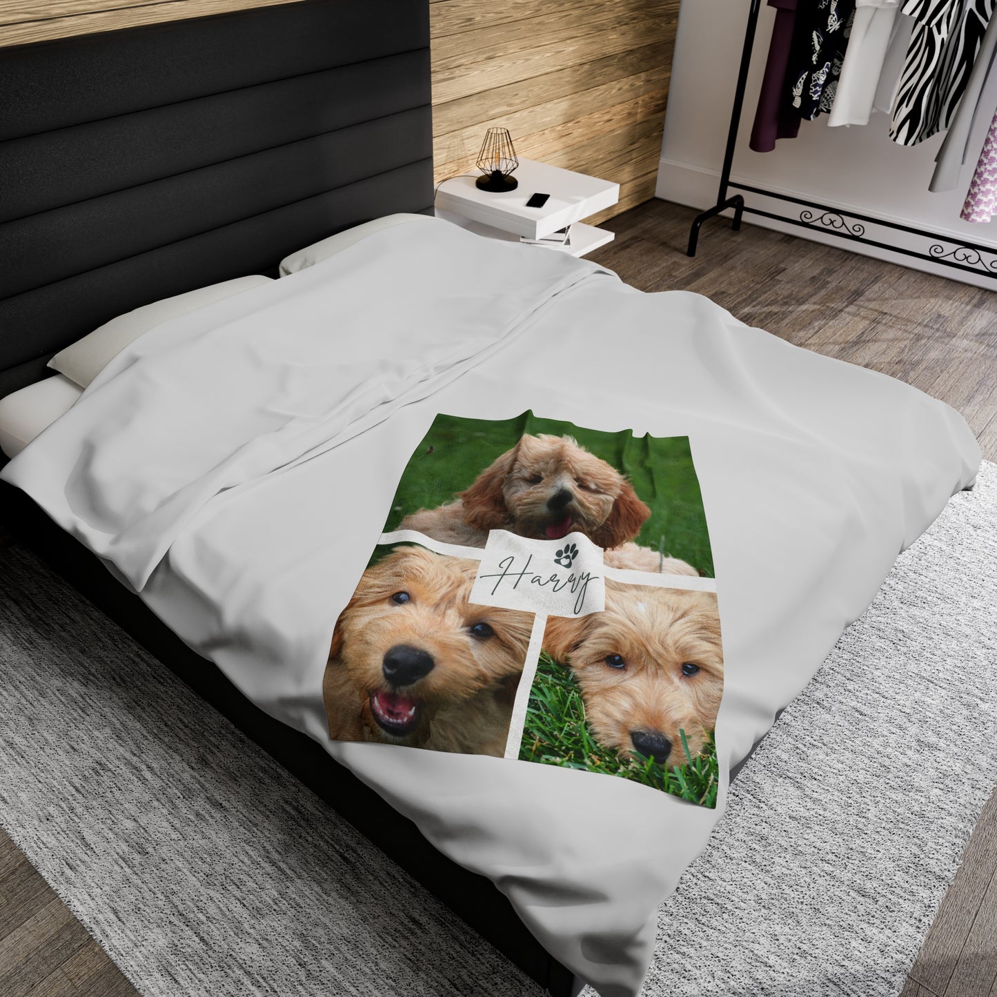 Custom Dog Photo Collage Velveteen Plush Blanket - 3 Photos