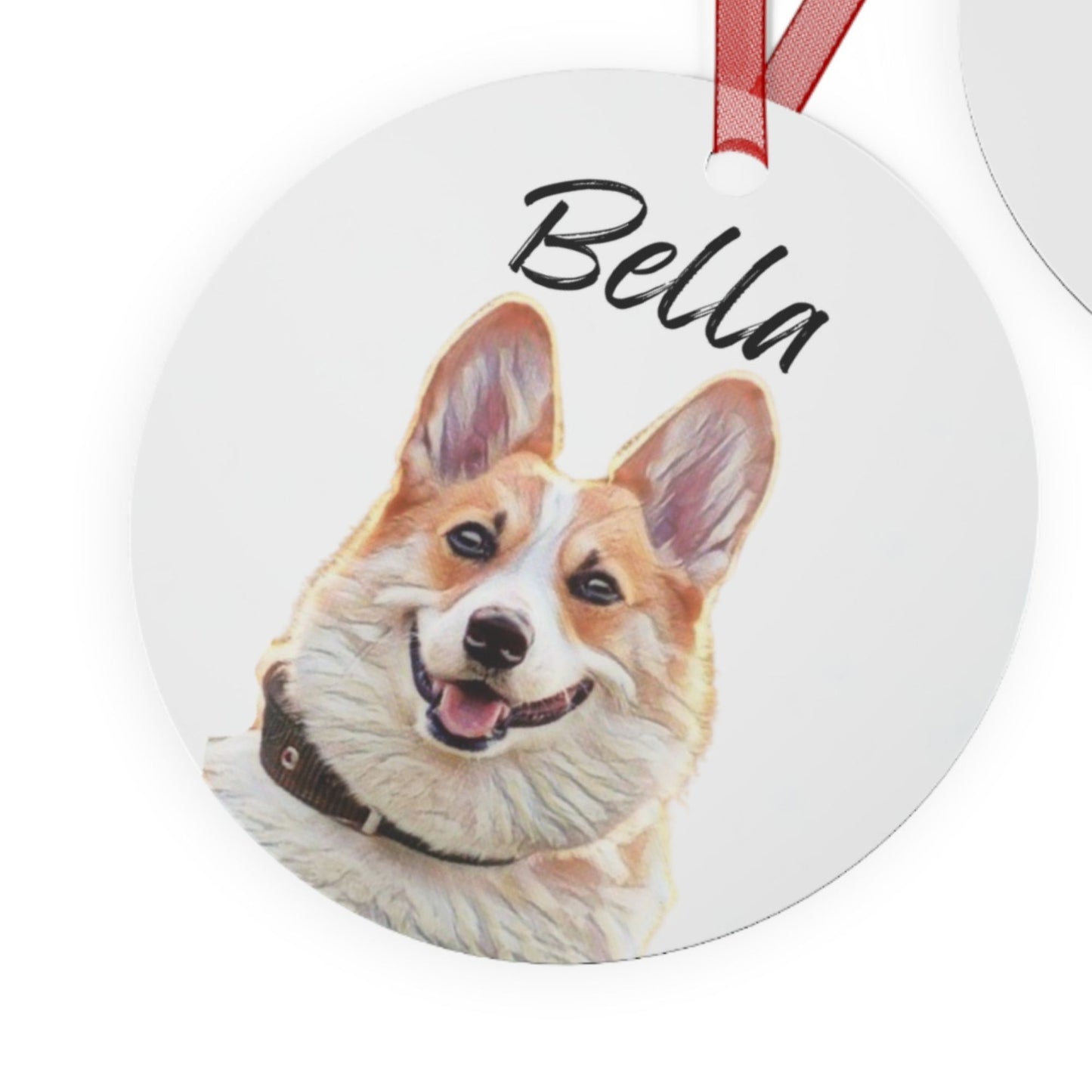 Custom Watercolor Dog Portrait Metal Christmas Ornament: Personalized Dog Photo Gift