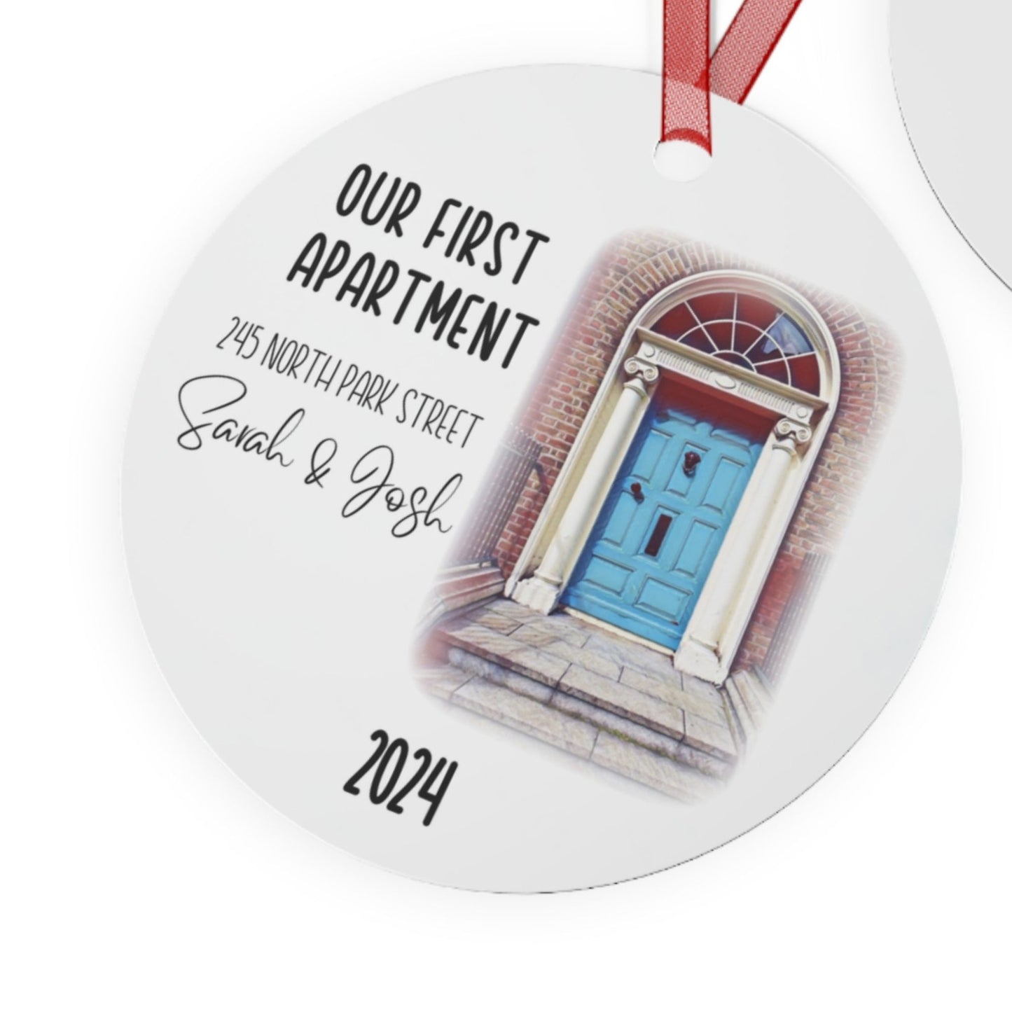 Our First Apartment Watercolor Metal Christmas Ornament: Custom New Home