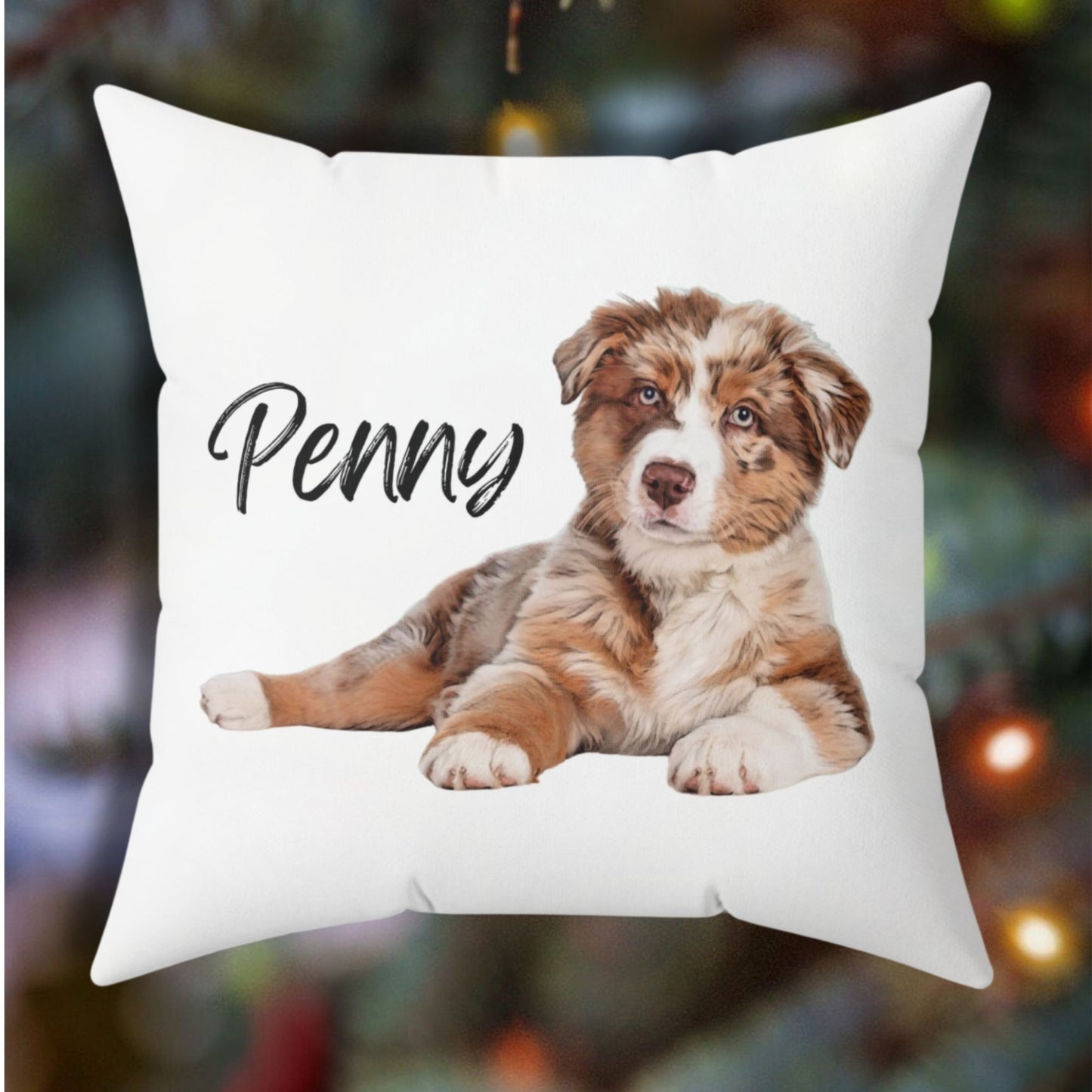 Personalized Dog Photo Pillow: Watercolor Dog (Sitting On Its Side)