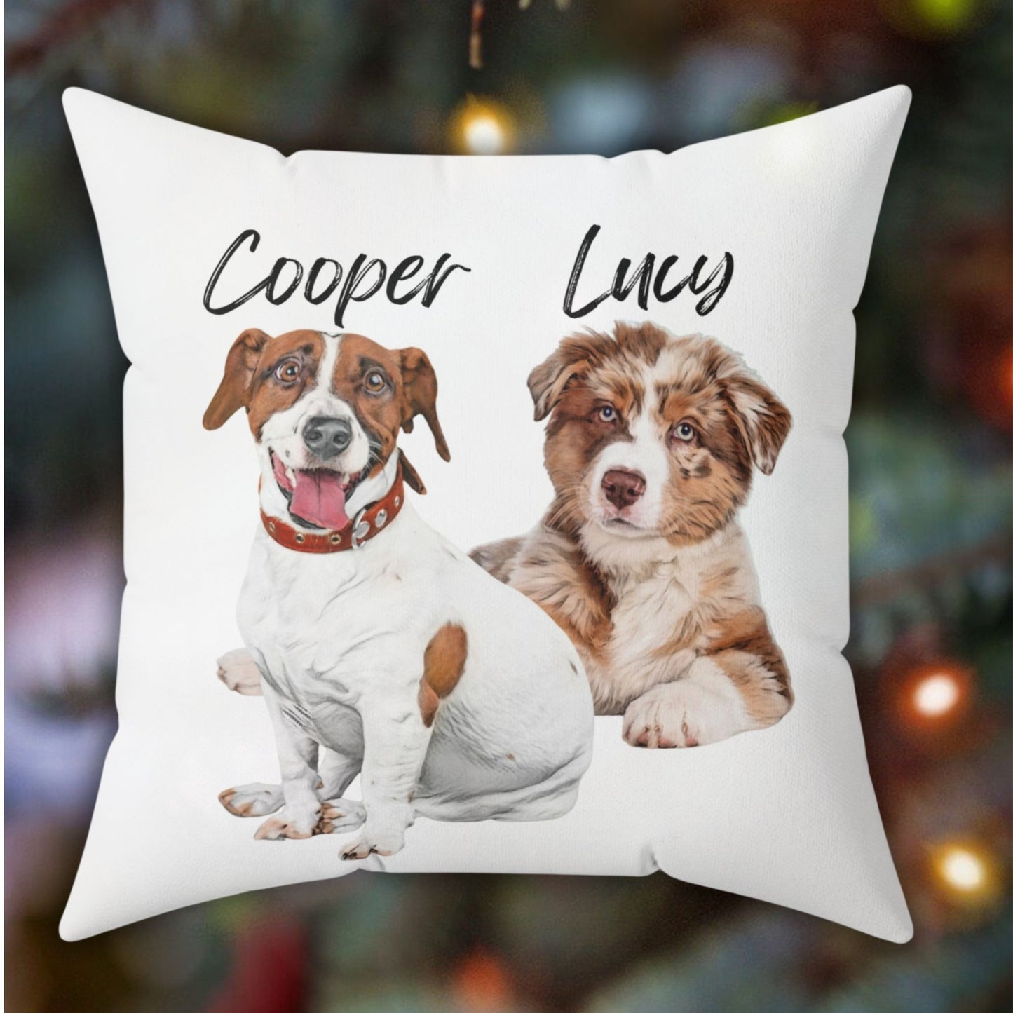 Personalized Two Dogs Photo Pillow: Watercolor Dogs