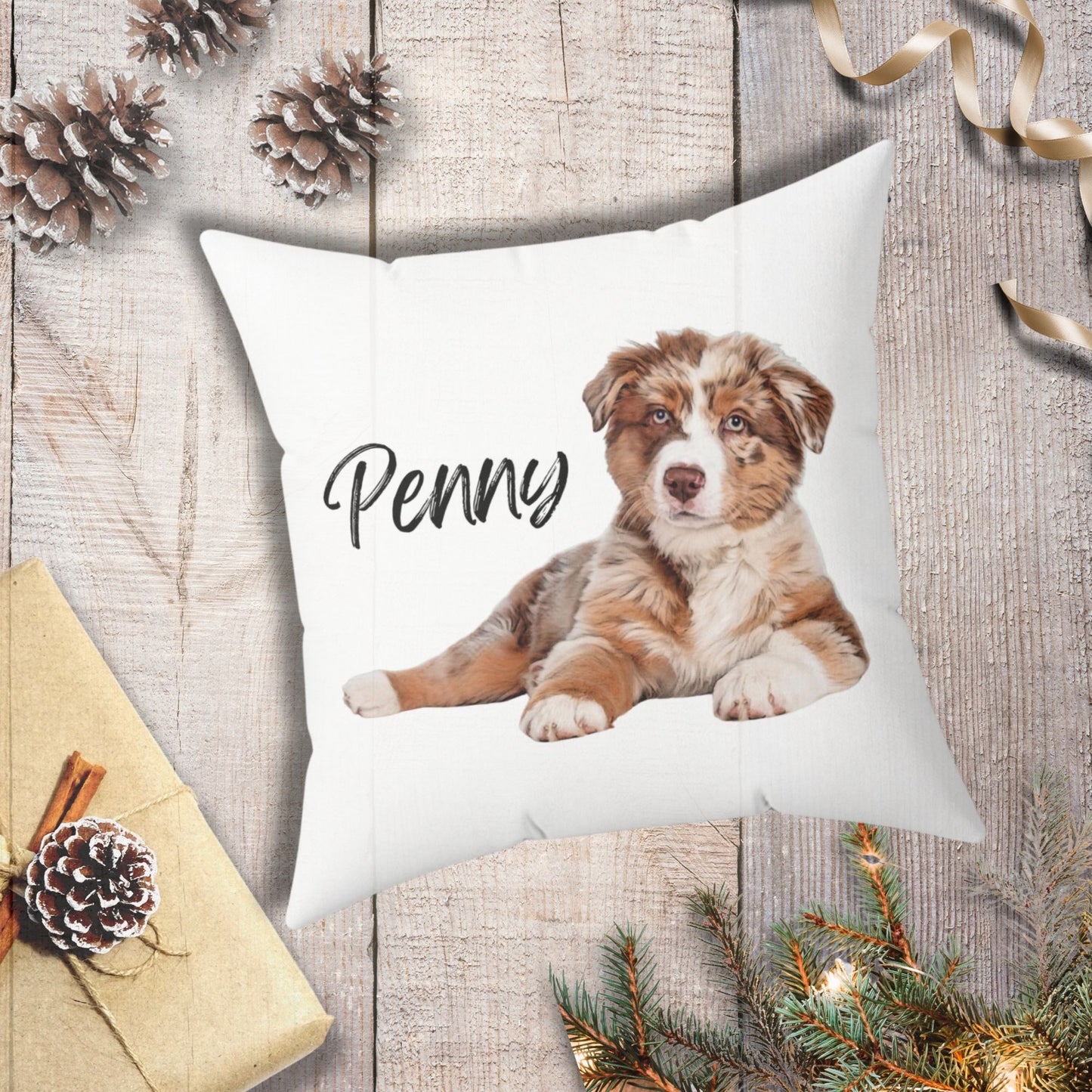 Personalized Dog Photo Pillow: Watercolor Dog (Sitting On Its Side)