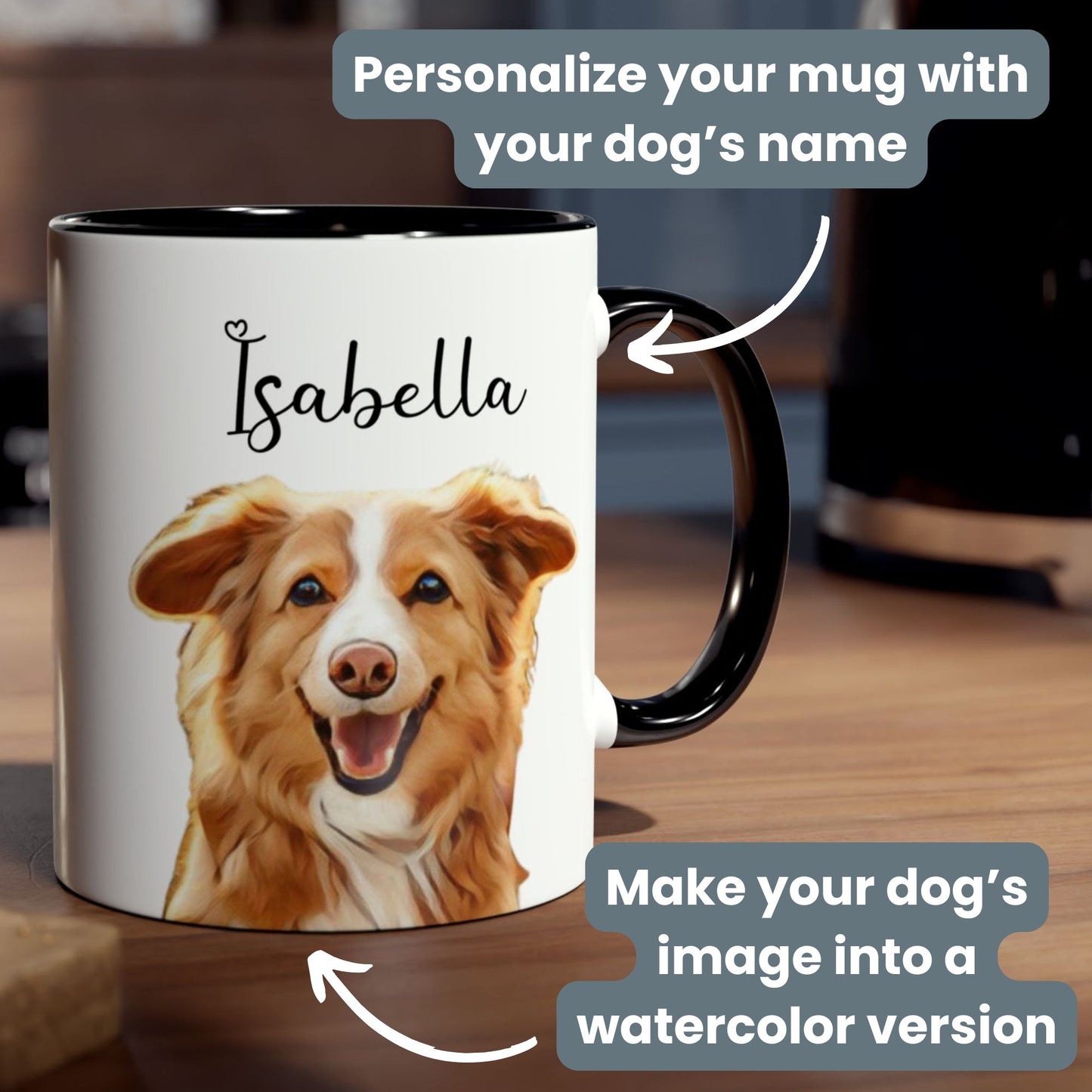 Personalized Watercolor Dog Mug - Custom Pet Portrait - The Perfect Gift for Dog Moms