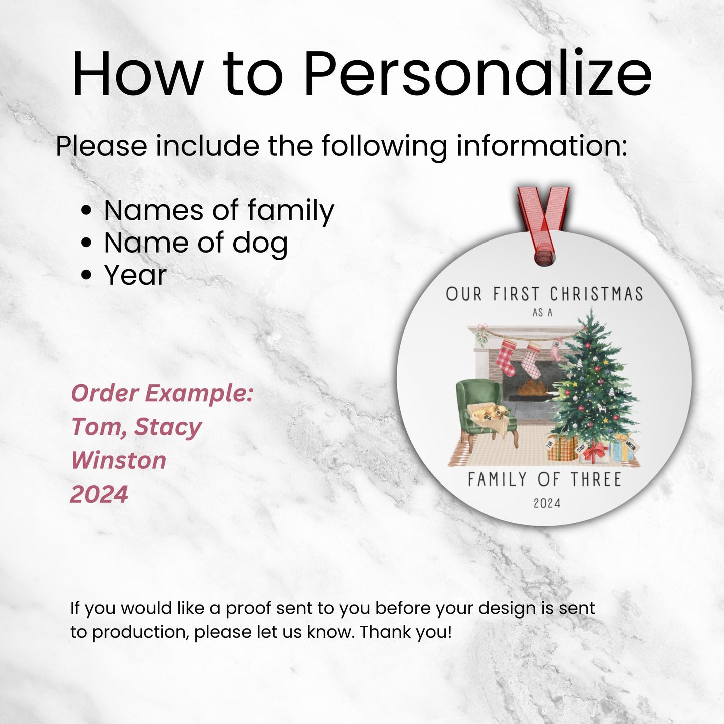 Our First Christmas Family of 3 Personalized Watercolor Metal Ornament: Cozy Fireplace with Personalization